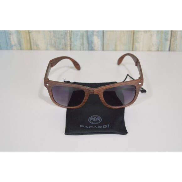 BACARDI Rum Sunglasses Compact Folding Woodgrain Plastic Glasses - Picture 8 of 15